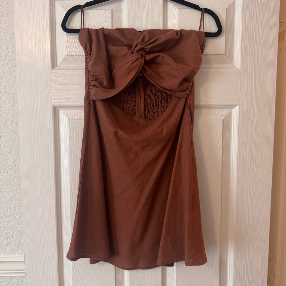 Miami Strapless Brown Dress